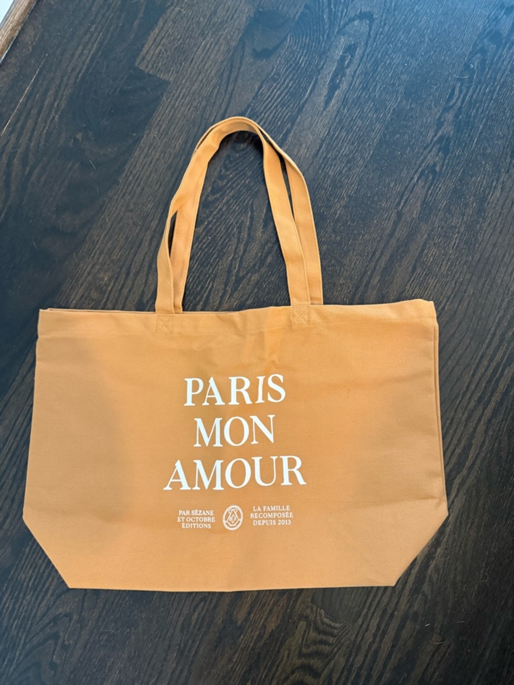 Sezane Orange Tote Bag "Paris Mon Amour"